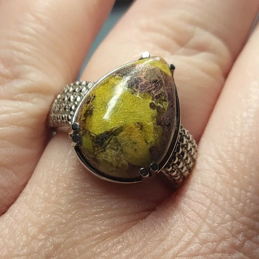 Natural Atlantisite Stainless Steel Ring